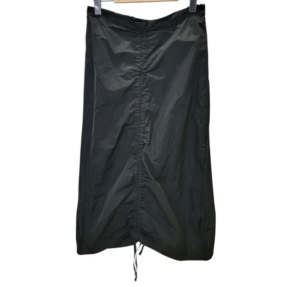 Bryn Walker Cleo Memory Crunch Flat Front Ruched Skirt Sleek Black Midi Womens S - Picture 6 of 17